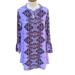 Altar'd State Purple Paisley Boho Bell Lace Sleeves Women's Size Small